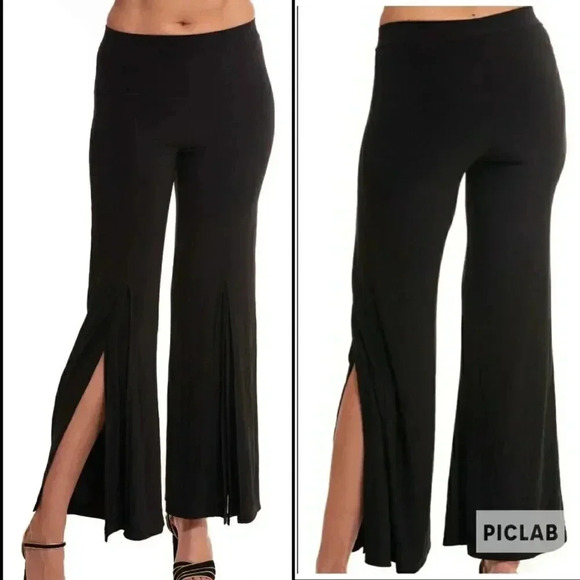 Black Front Split Pant - Picture 1 of 1